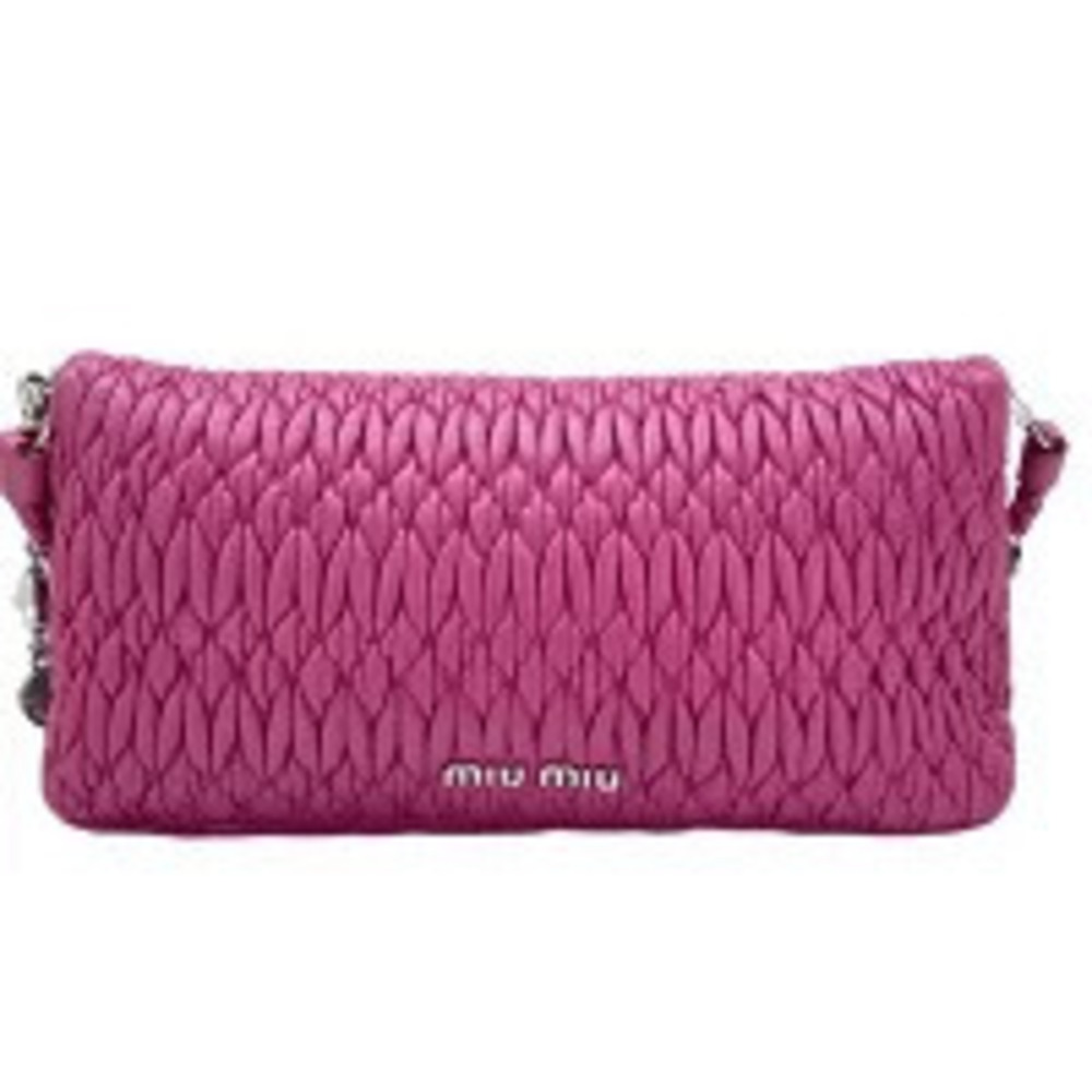 Miu Miu Leather Nappa Crystal Shoulder Bag Pink